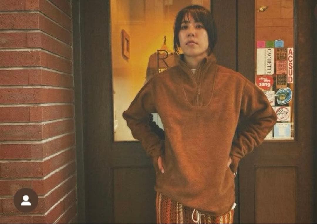 nowosブラウン フリース ハーフジップ トレーナー