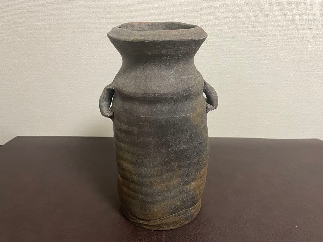 藤原建　備前窯変花入　備前焼　茶道具