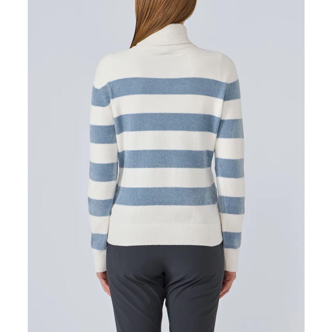 ボーダー柄モールタートルネックセーター デサントゴルフ　ニット　DESCENTE