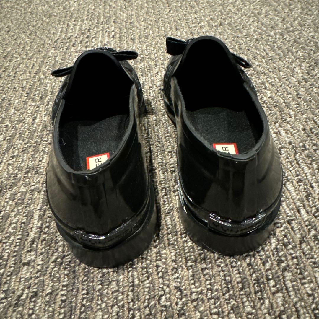 HUNTER レインシューズ レディース リファインド ボウ グロス ローファー