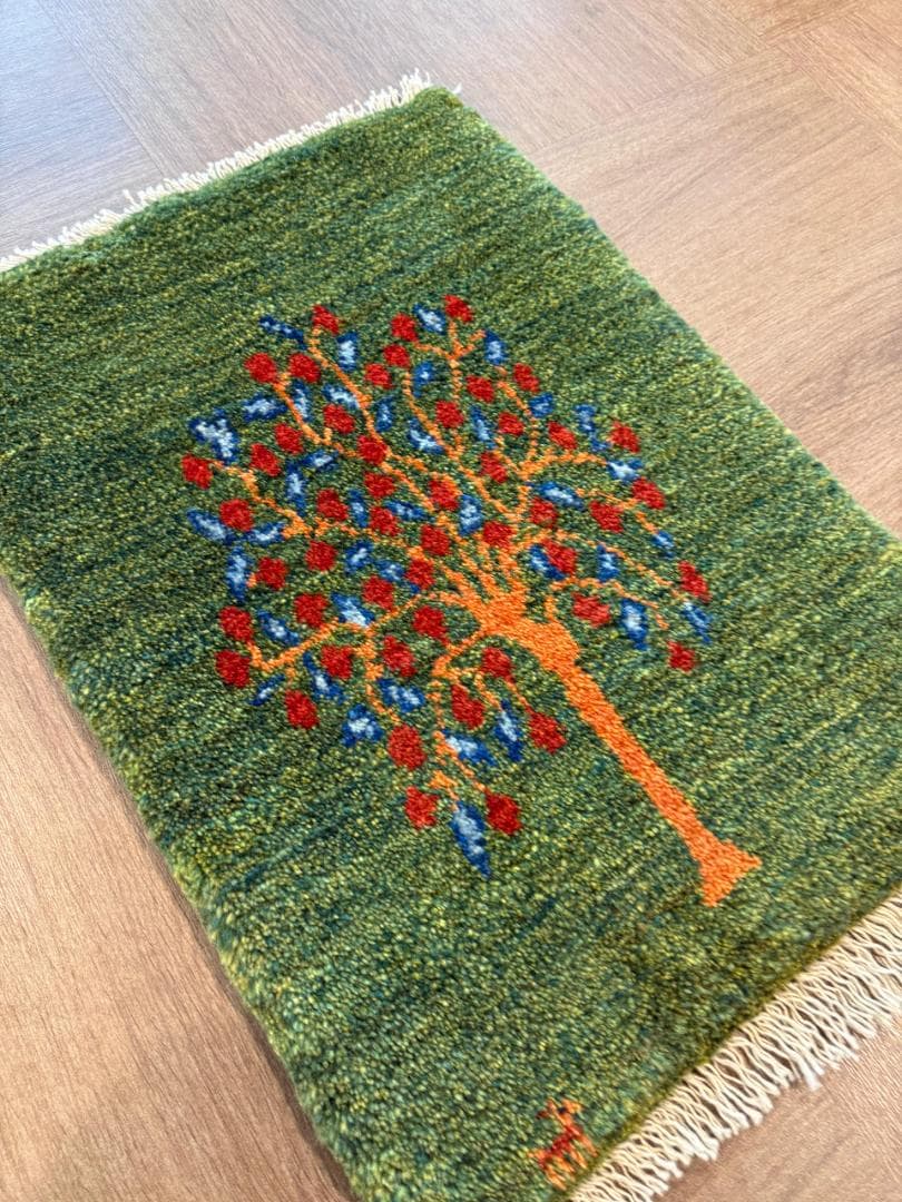 ギャッベ ペルシャ絨毯 61x44cmcm ギャベ 玄関 カシュクリ手織りラグ