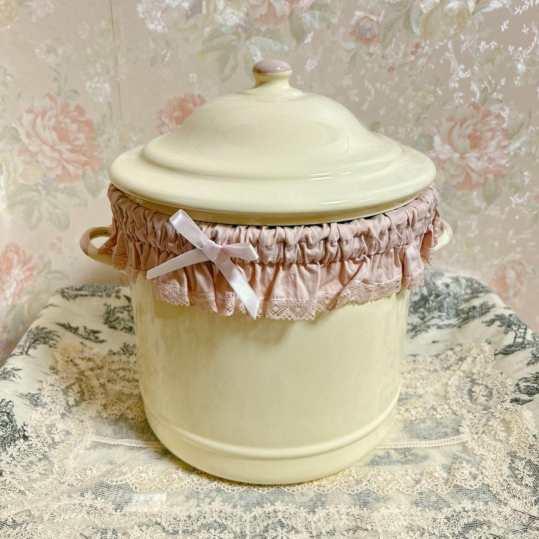 カバー付❣️イマン フローラ ビード入り ライスストッカー imane ホーロー