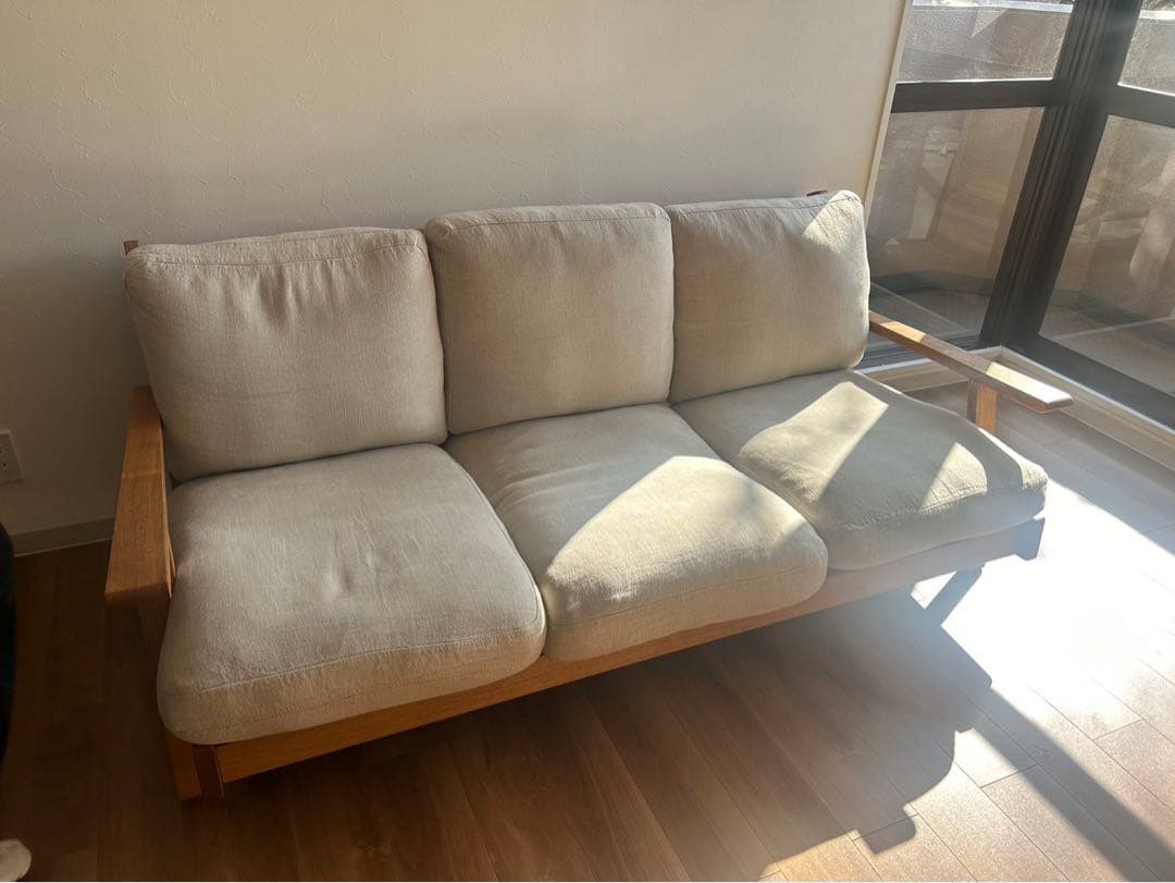 Re:CENO NOANAソファ 3人掛け、カバーリネン/コーディロイ2種セット