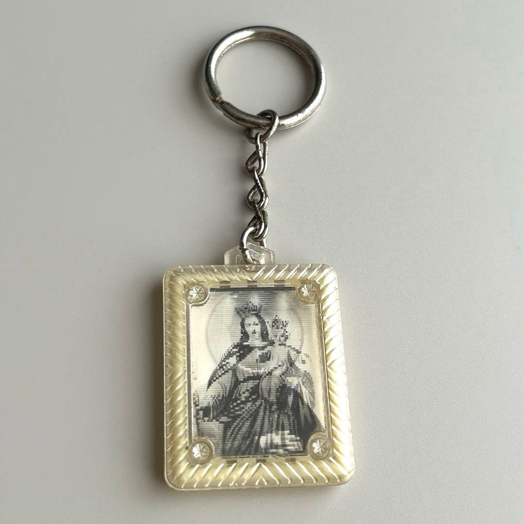 フレンチキーホルダー　マリアとイエス　聖人　絵が変わる　希少