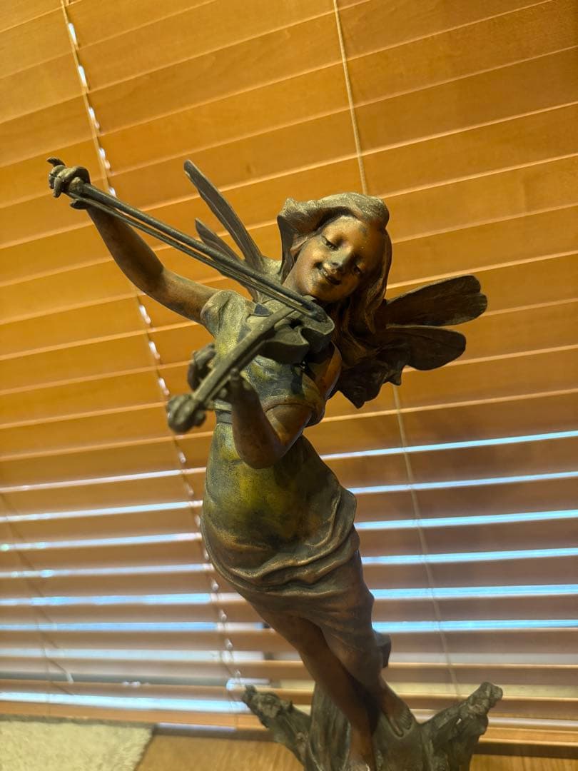 アンティーク　ブロンズ　アールヌーボー　銅像　置き時計