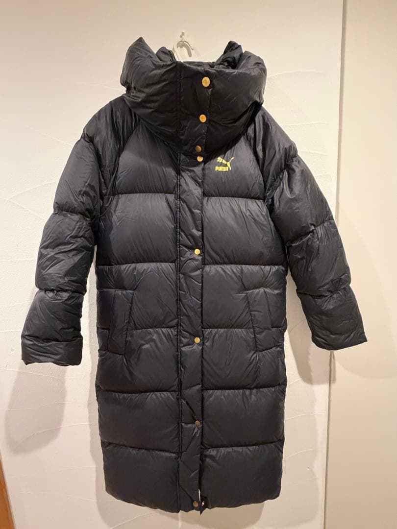 【美品】PUMA ベンチコート 黒 ダウン90%