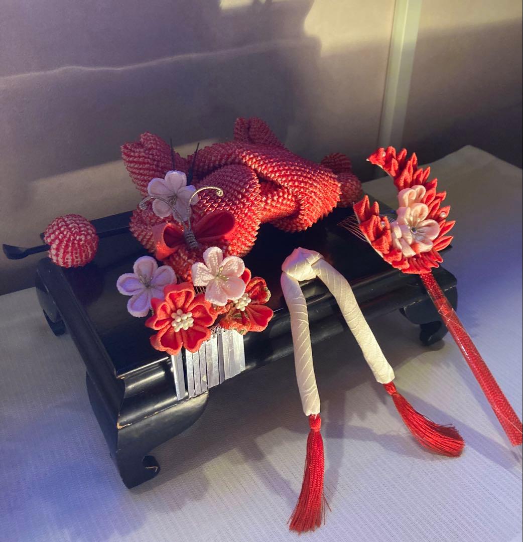 専用　七五三　小さめさん対応　羽と蝶々のコーム簪セット　Uピン簪　玉簪