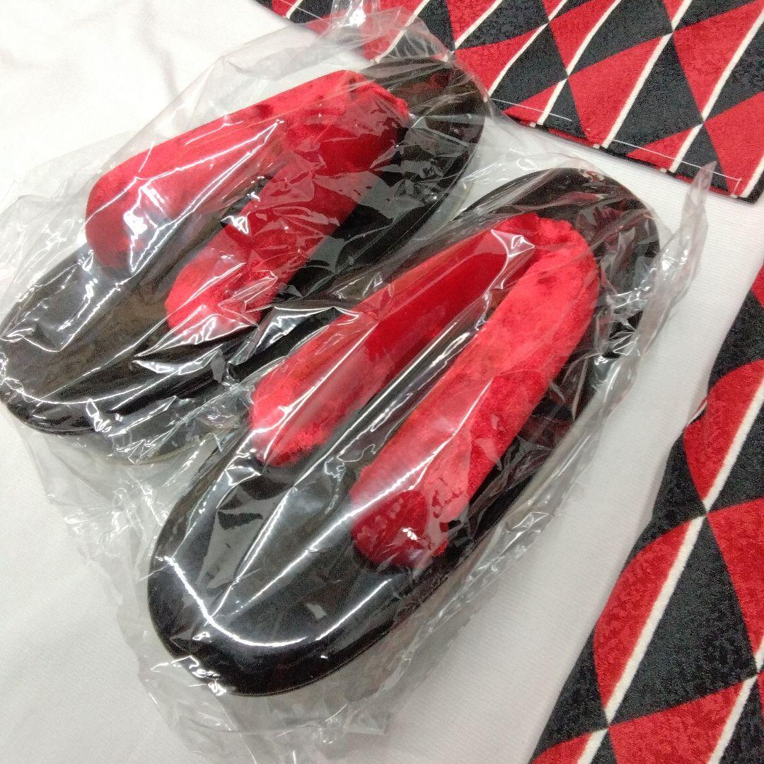 七五三♡着物　フルセット　モダン　黒　赤　3歳　皮布着　♯3693