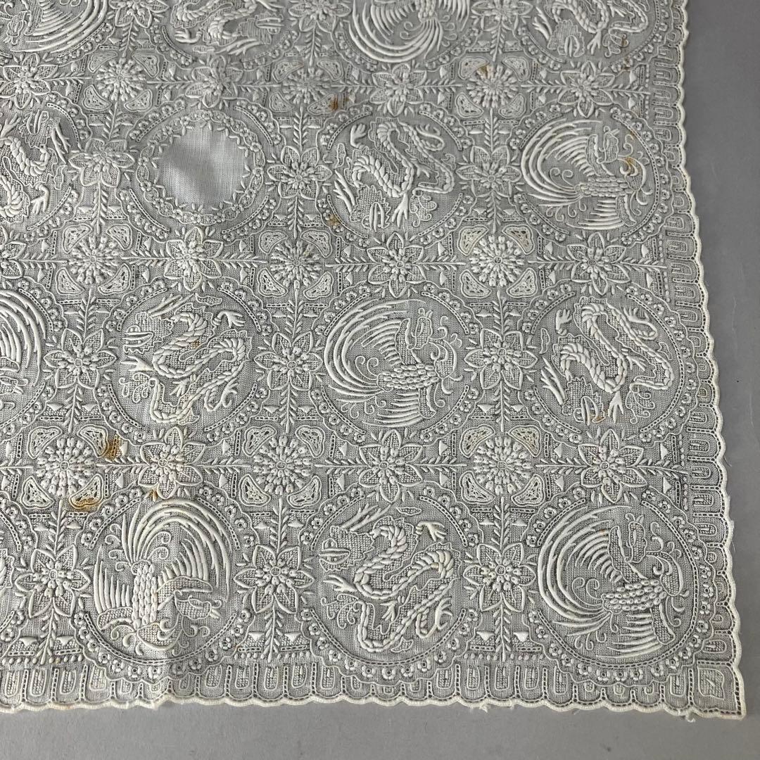 ◆ スワトウ刺繍？ ハンカチ ◆龍・鳳凰◆汕頭◆中国 アンティーク