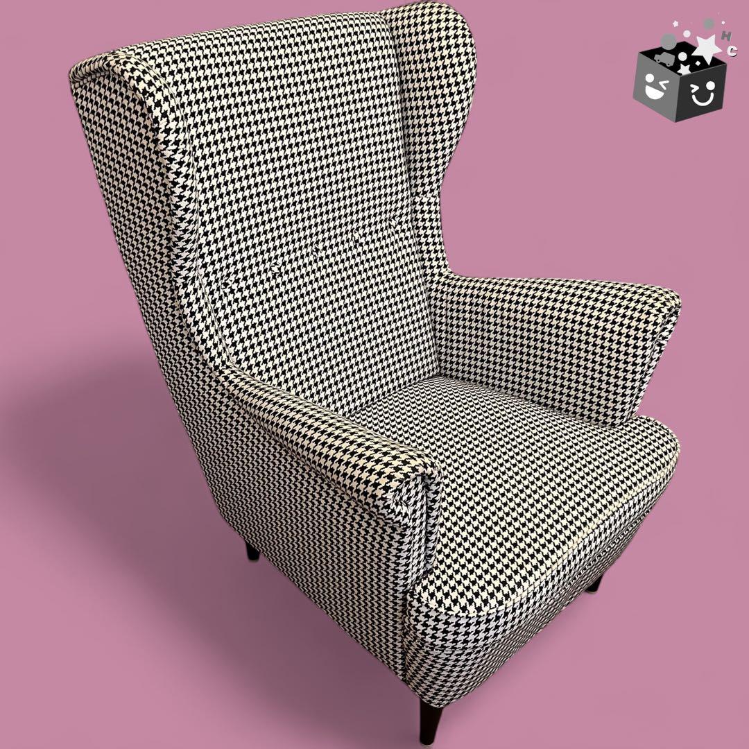 【IKEA】STRANDMON ストランドモン　千鳥柄VIBBERBO黒ベージュ