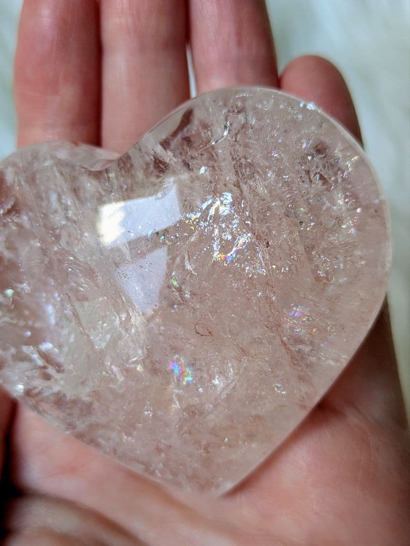 （小）♡ピンクアゼツライト（通称） ピンククリアクォーツ♡　 ハート　虹　天然石