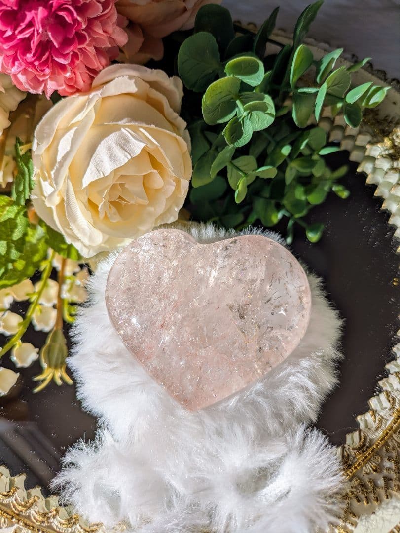 （小）♡ピンクアゼツライト（通称） ピンククリアクォーツ♡　 ハート　虹　天然石
