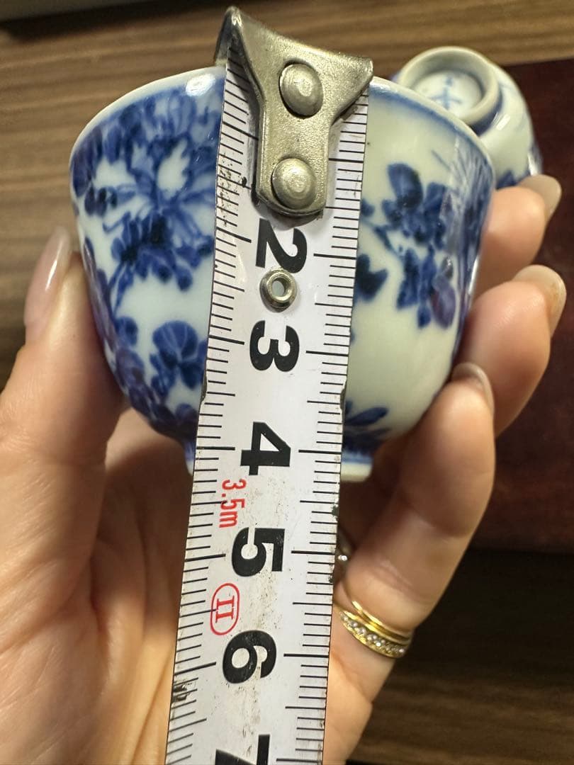 清水七兵衛造　青華釉里紅　煎茶碗　4個セット