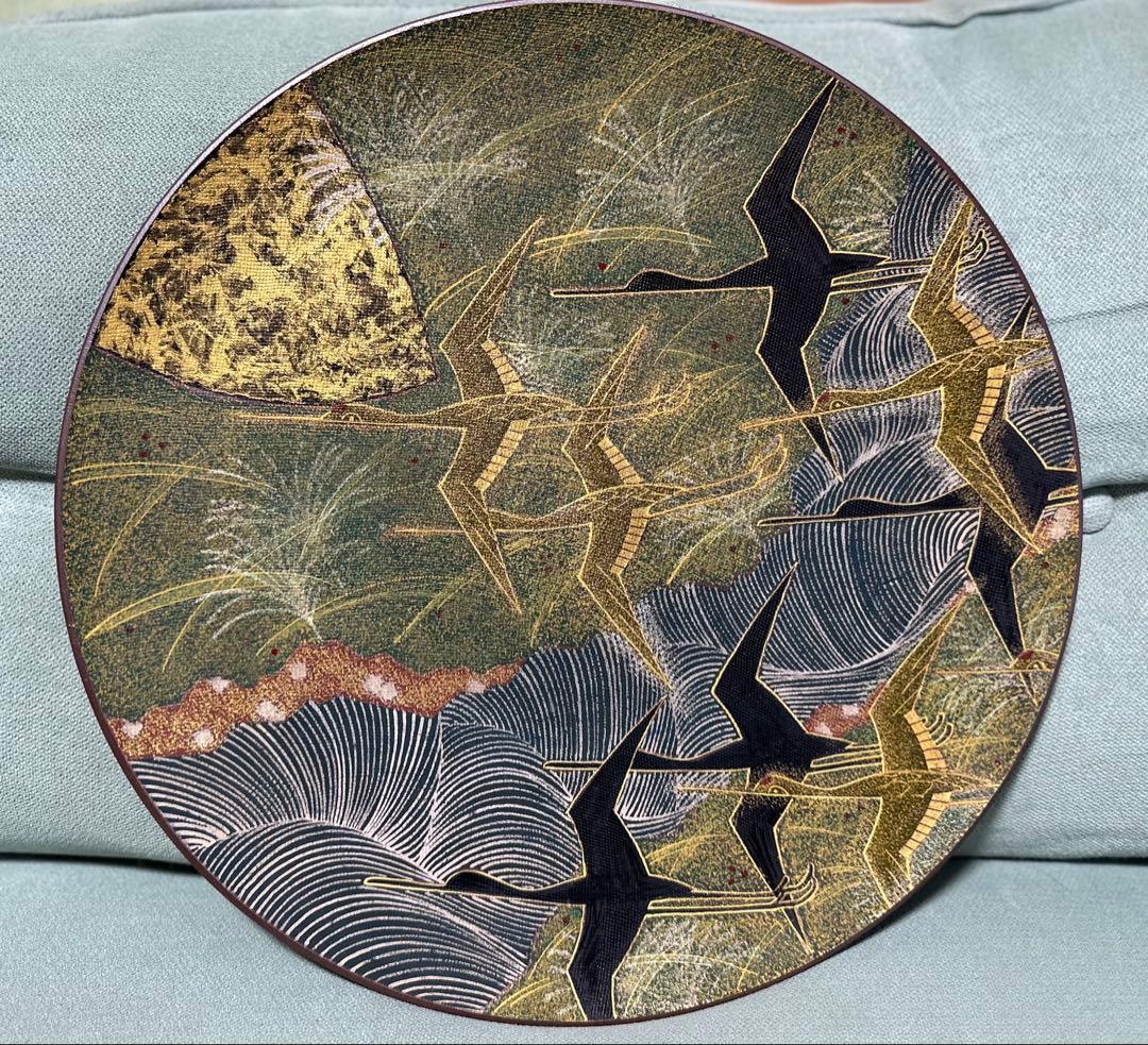 九谷雅紗　谷敷正人　飾皿　鶴