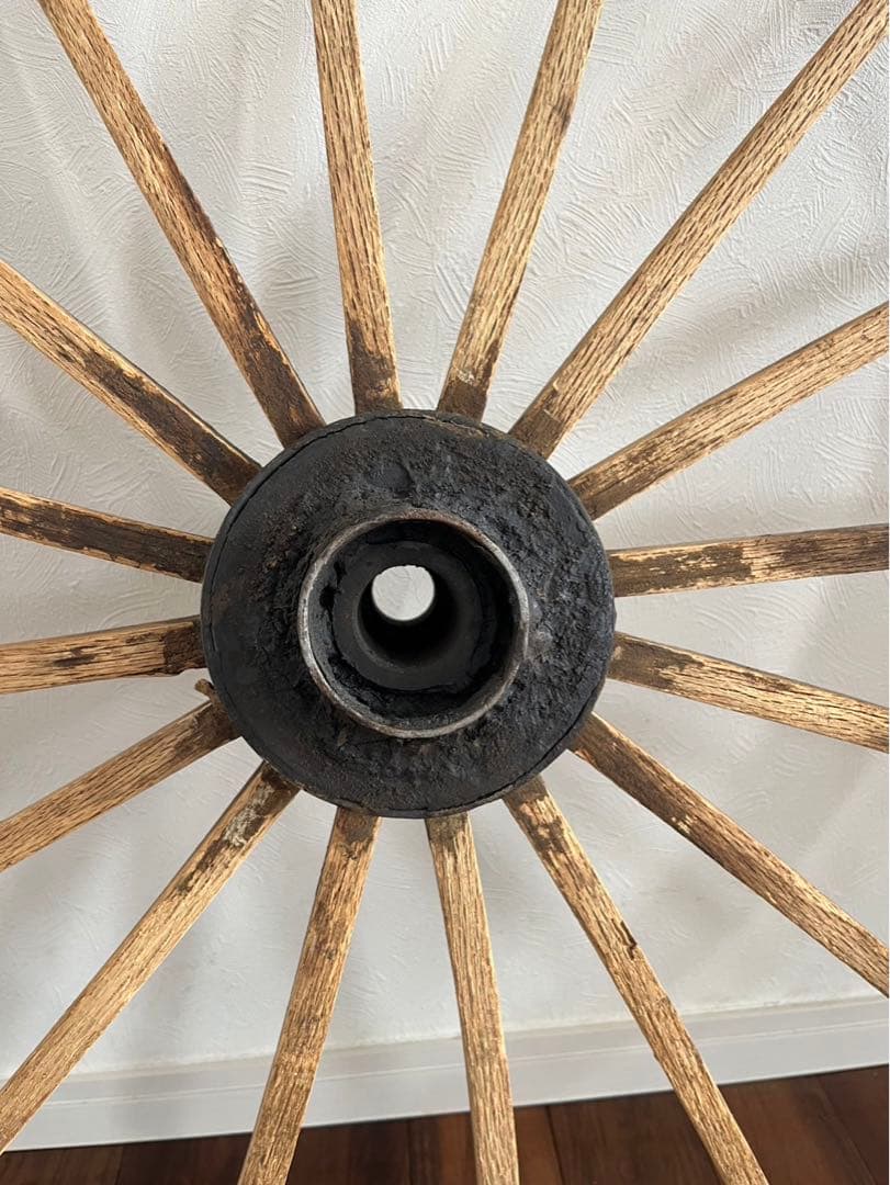 古道具 木製 車輪 約81cm 鉄輪 アンティーク 昭和レトロ