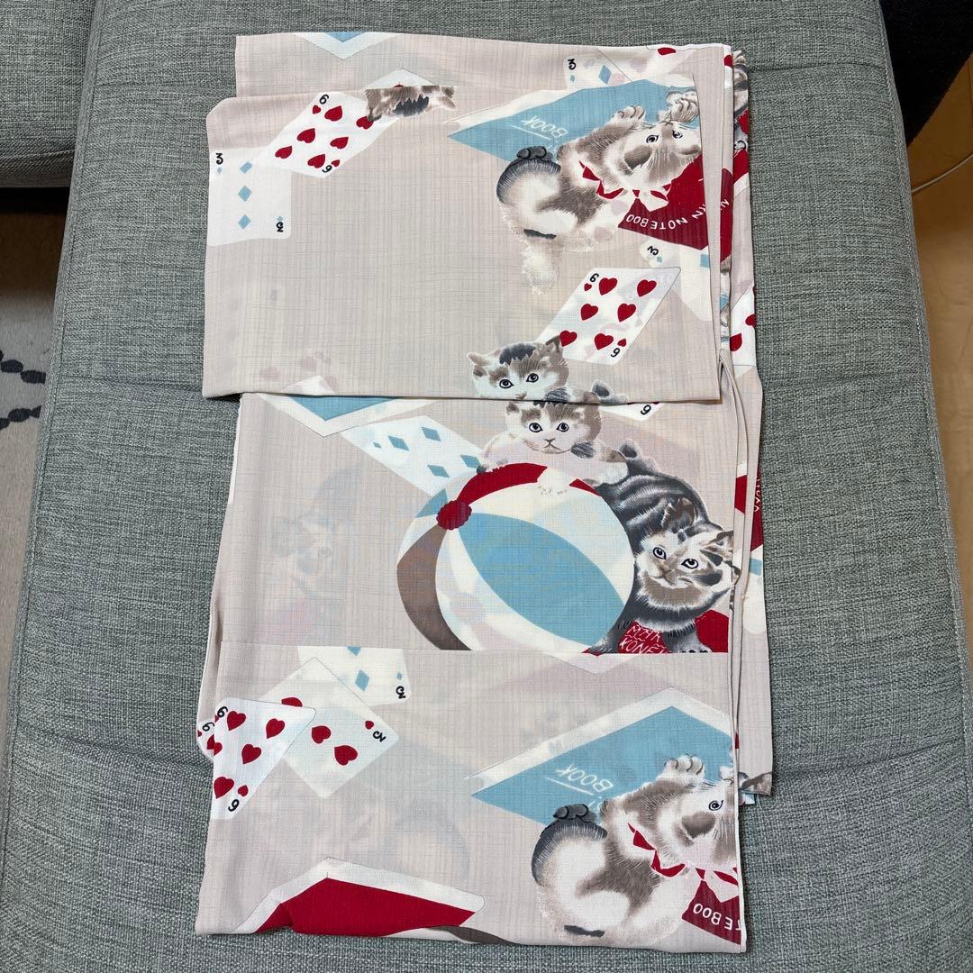 ふりふ　浴衣　帯　兵児帯セット　猫　トランプ