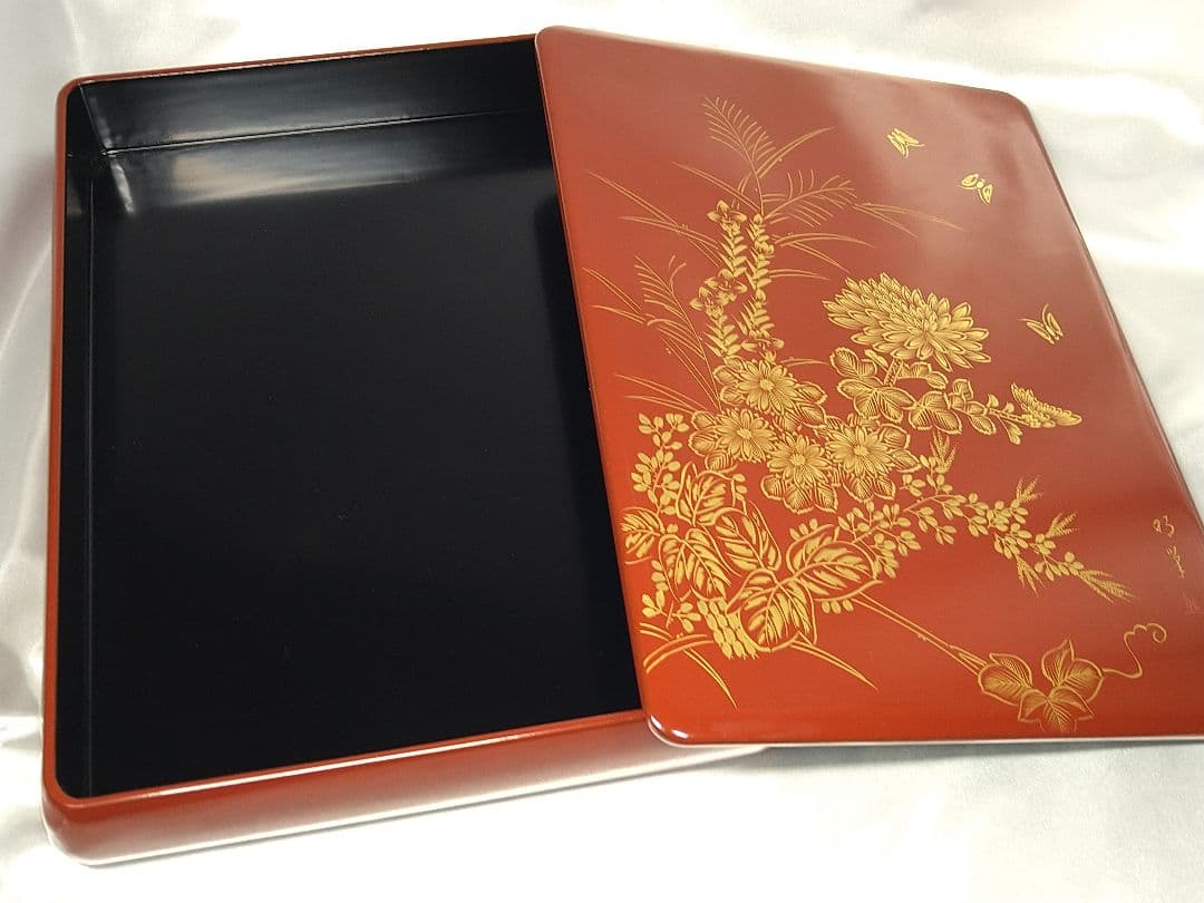 工芸品 越前塗 漆器 文庫 文箱 沈金絵付 天然木 美品