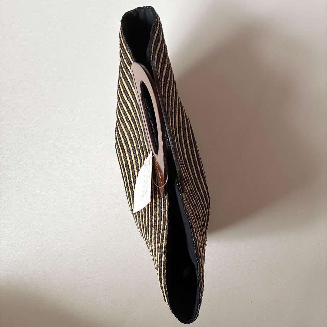 新品タグ付✨Max Mara　マックスマーラ　カゴバッグ　木製ハンドル　ロゴ刻印