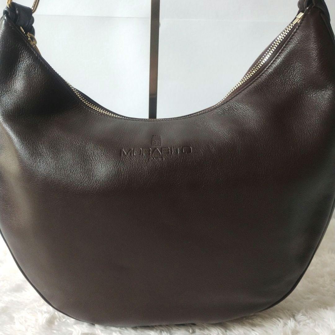 【美品】モラビト　MORABITO　ホーボー　ショルダーバッグ　金具　ブラウン