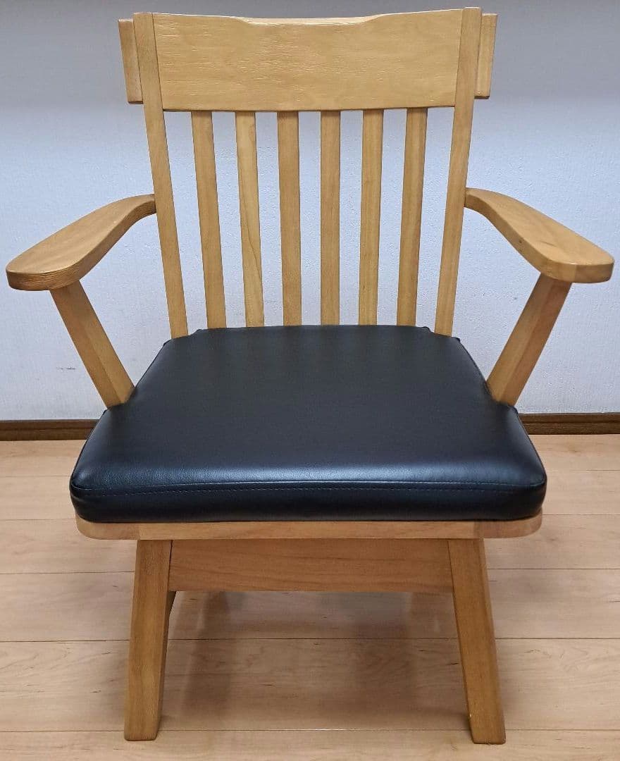 【直接受け渡し】 回転式チェア　ダイニングチェア　木製　肘つき　2脚セット