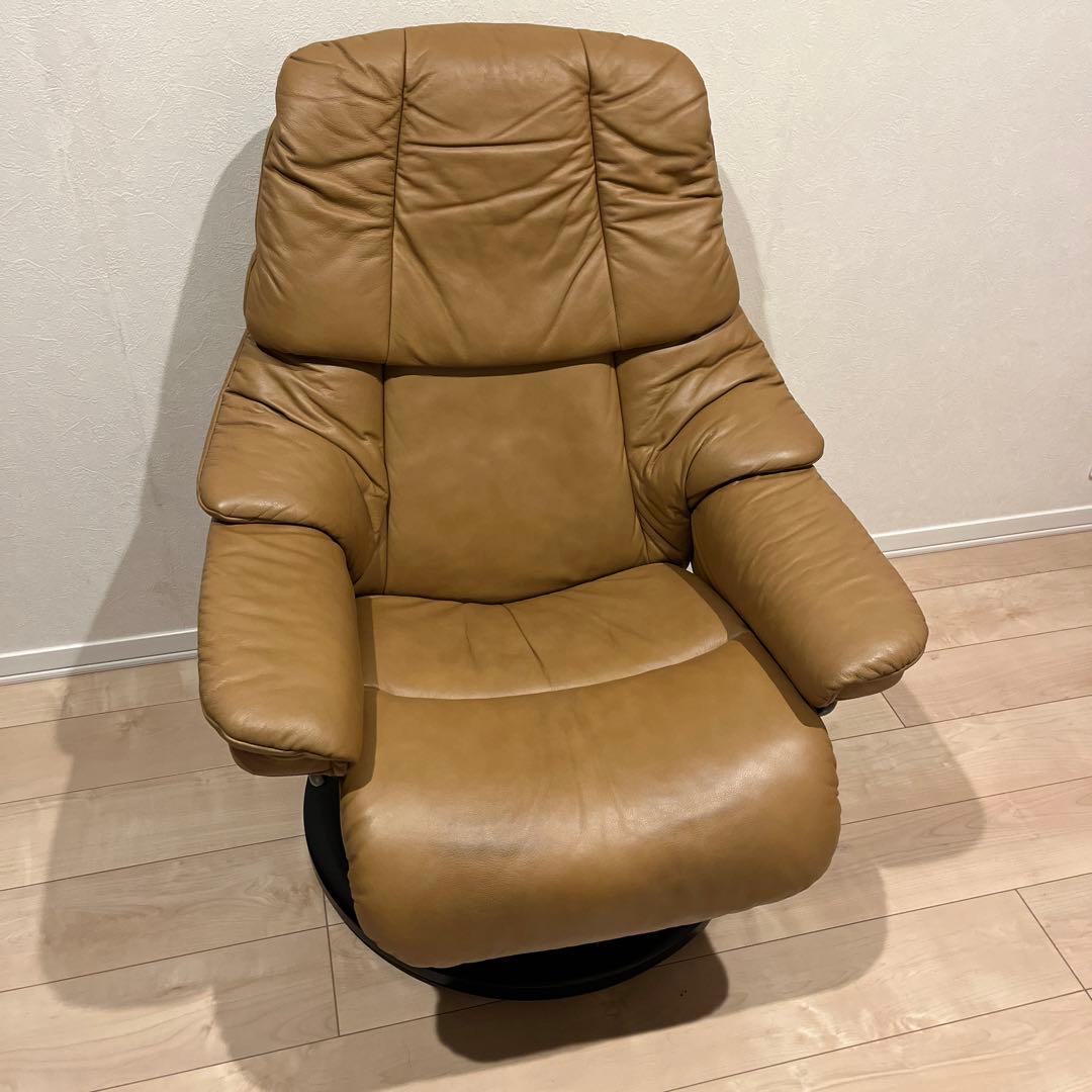 エコーネス　ハイバックチェア　ストレスレスチェア　オットマン　レザー　レノ