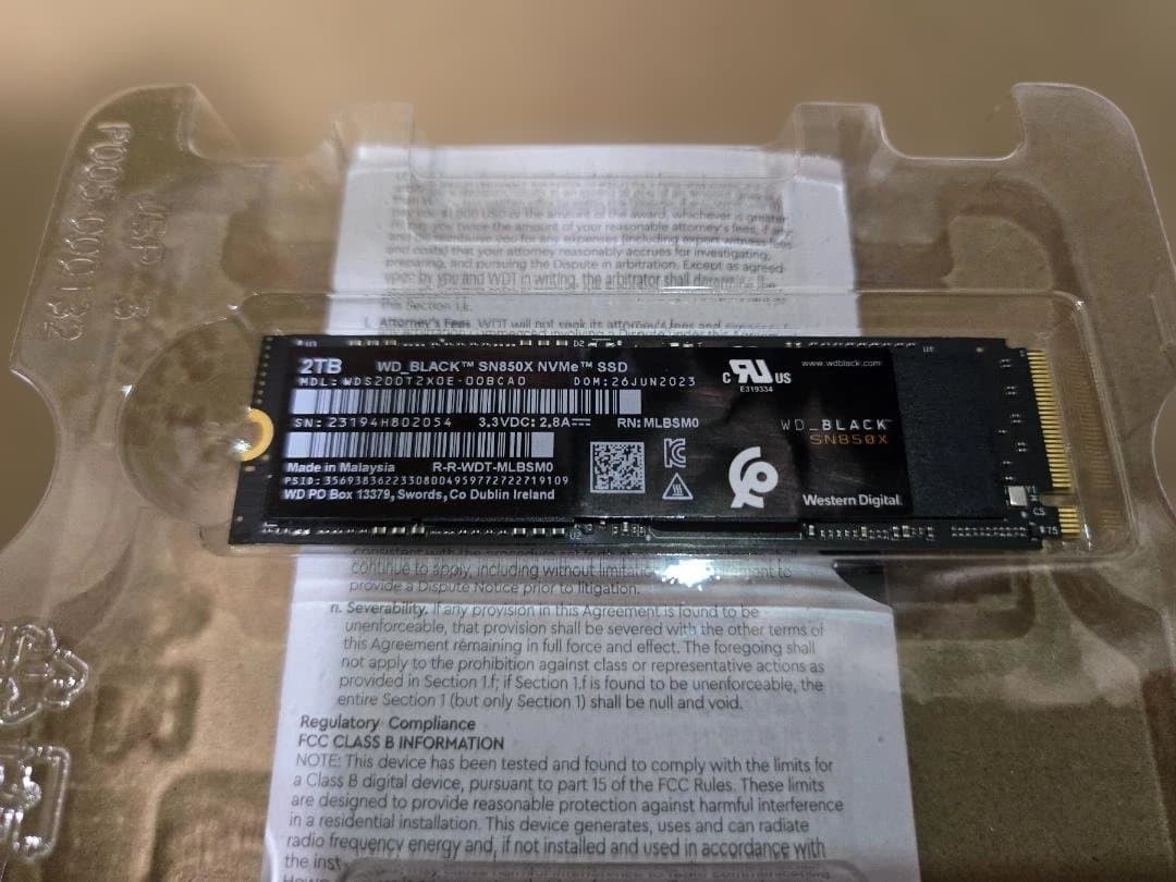 WD_BLACK SN850X 2TB NVMe SSD　使用時間1405時間