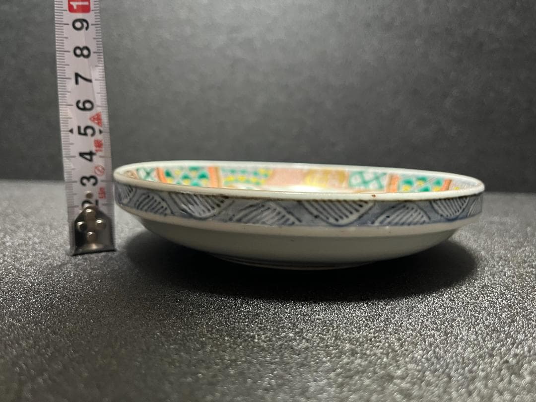 古伊万里　金襴手　金彩　松鶴図　銘々皿　皿　寿　9客