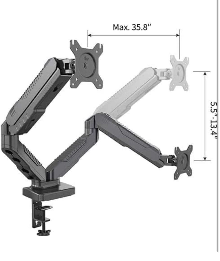 Lumen MA-GS207BK ガススプリング式 ２面液晶ディスプレイアーム
