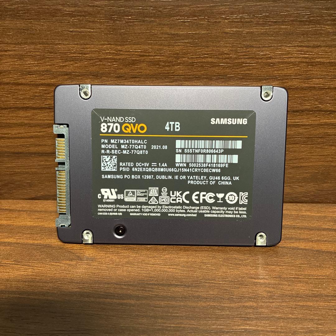 K*n様 Samsung 870 QVO 4TB SATA SSD 【MZ-77