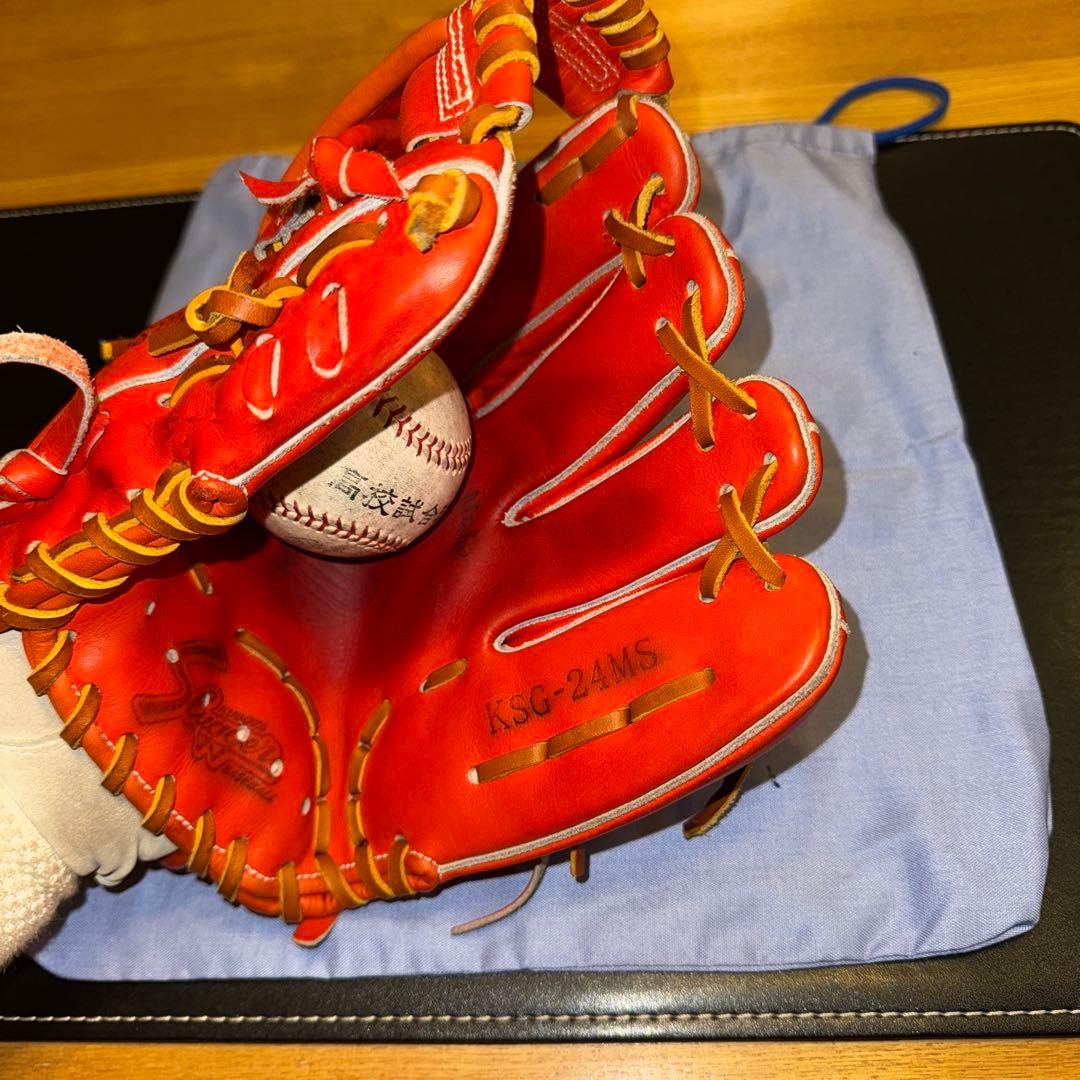 久保田スラッガー 内野手用 硬式グローブ KSG-24MS Fオレンジ 美品！