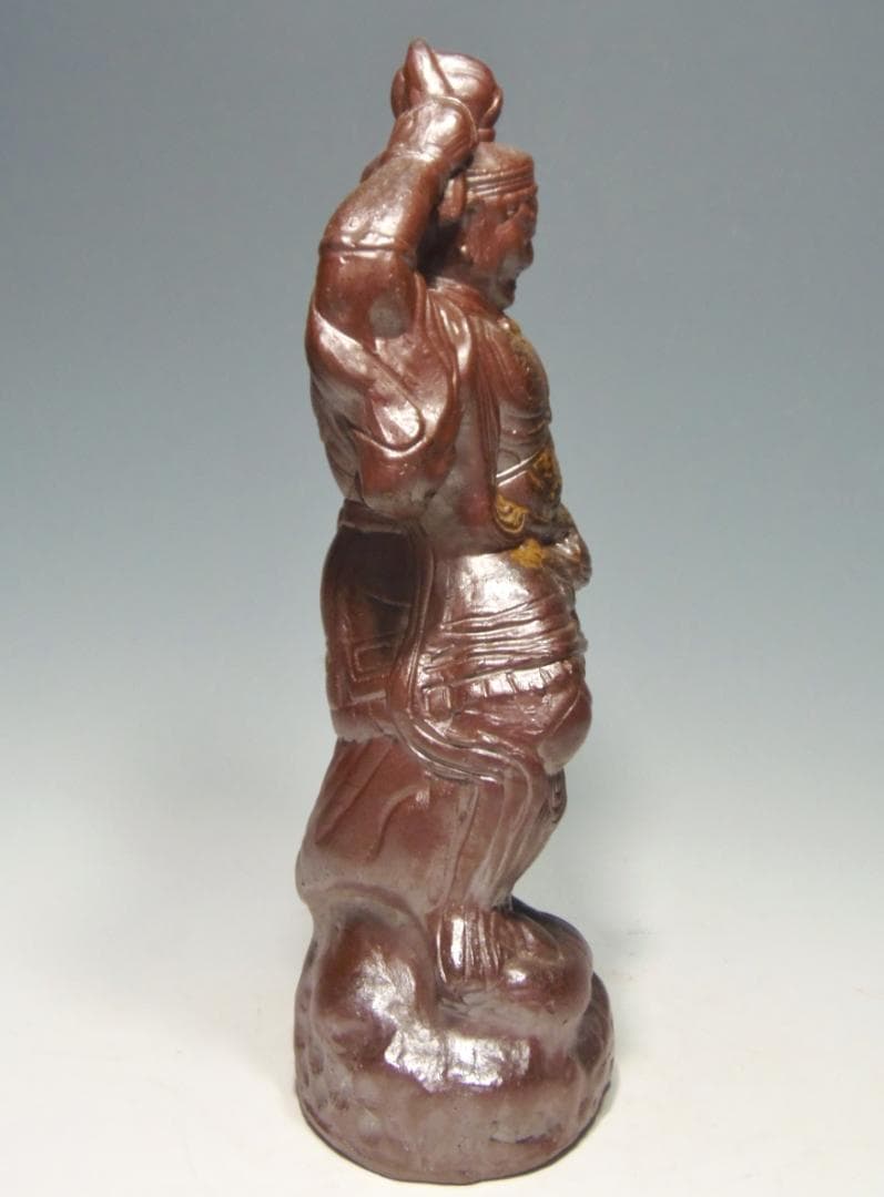 高さ32センチ 備前焼 七福神 毘沙門天 置物 レア古備前・レア備前焼