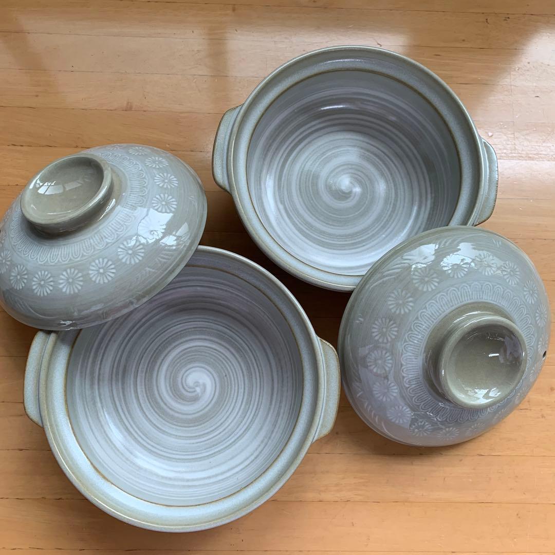 萬古焼 銀峯三島土鍋5.5号6点 新品