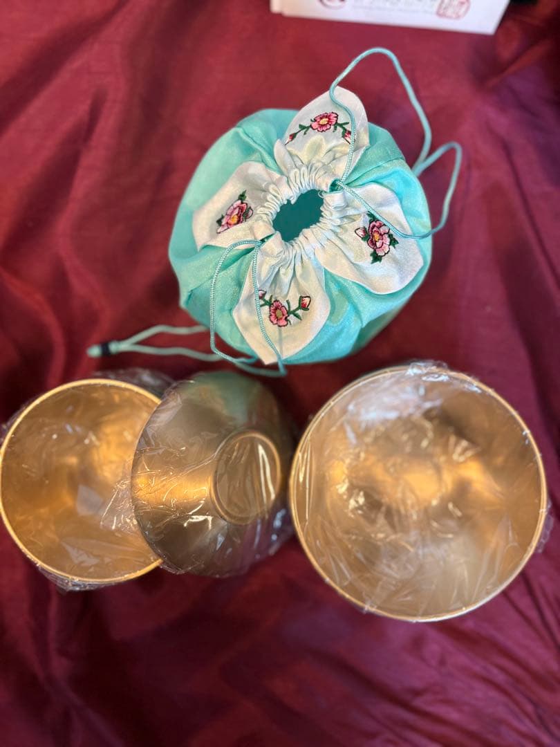 未使用 韓国伝統真鍮食器　箸 スプーン フォーク お茶碗 蓋 お皿 おちょこ