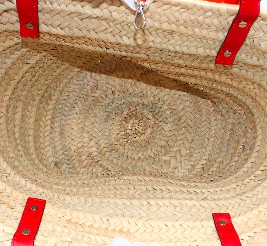 G2937 未使用 クリスチャンルブタン ルビショア ラフィア レザーカゴバッグ