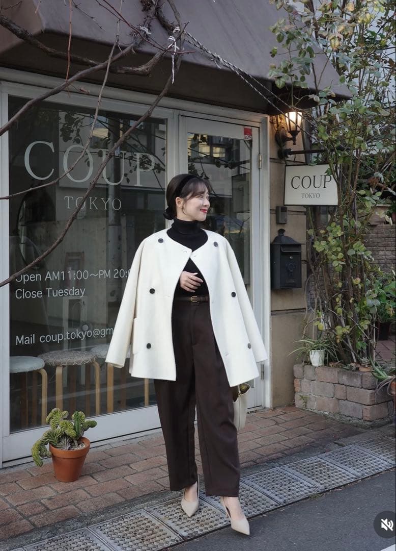 ベースメントオンライン　 ノーカラー2WAYリバーミドルコート