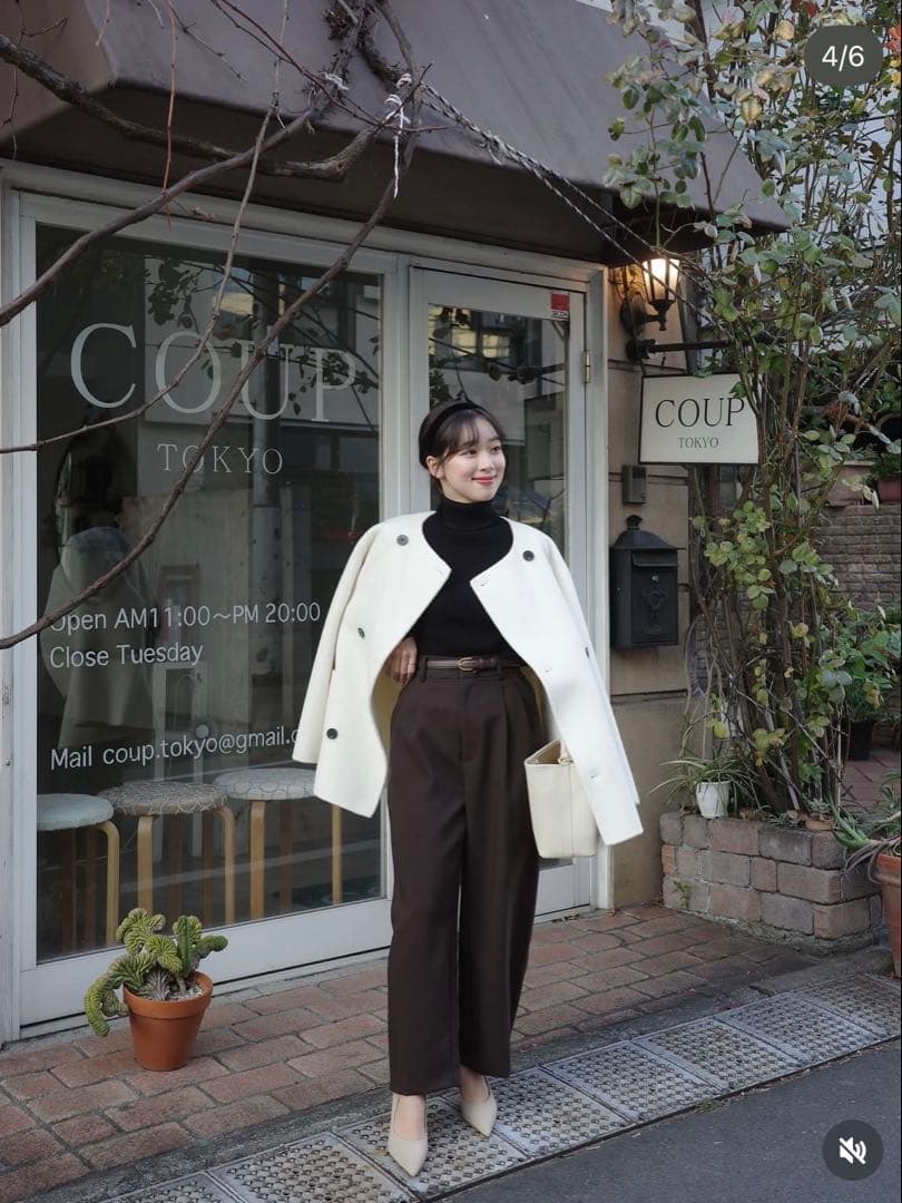 ベースメントオンライン　 ノーカラー2WAYリバーミドルコート