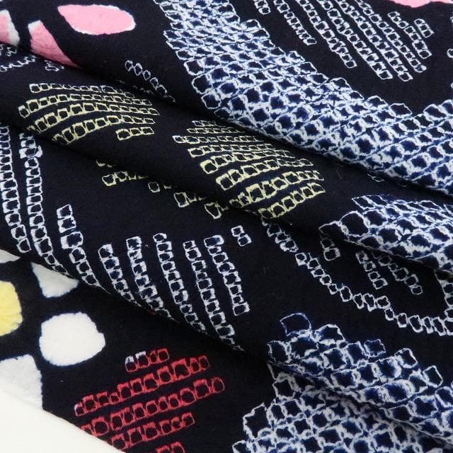 Y1126◆美品 綿 有松鳴海絞り 洗える夏着物 居敷当て付 手縫い 高級浴衣