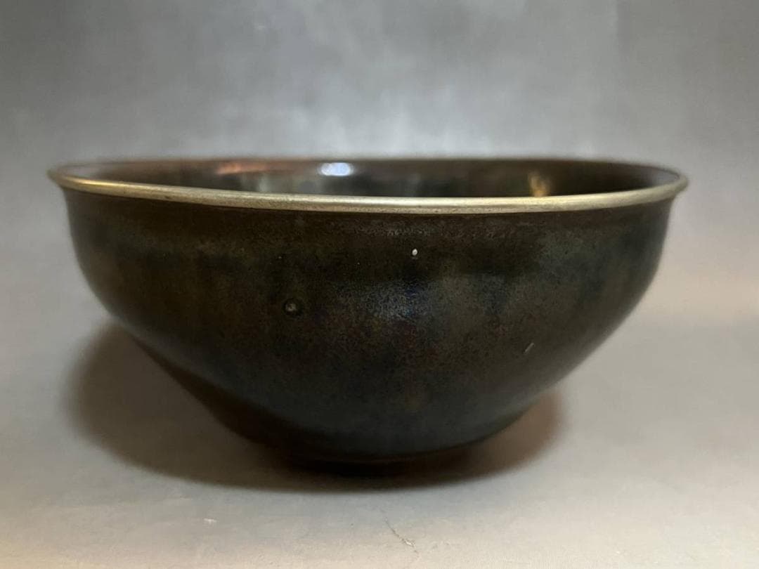 茶碗●古い天目釉茶碗 宋 無地桐箱付 古玩 唐物 中国 古美術 時代物 骨董品■