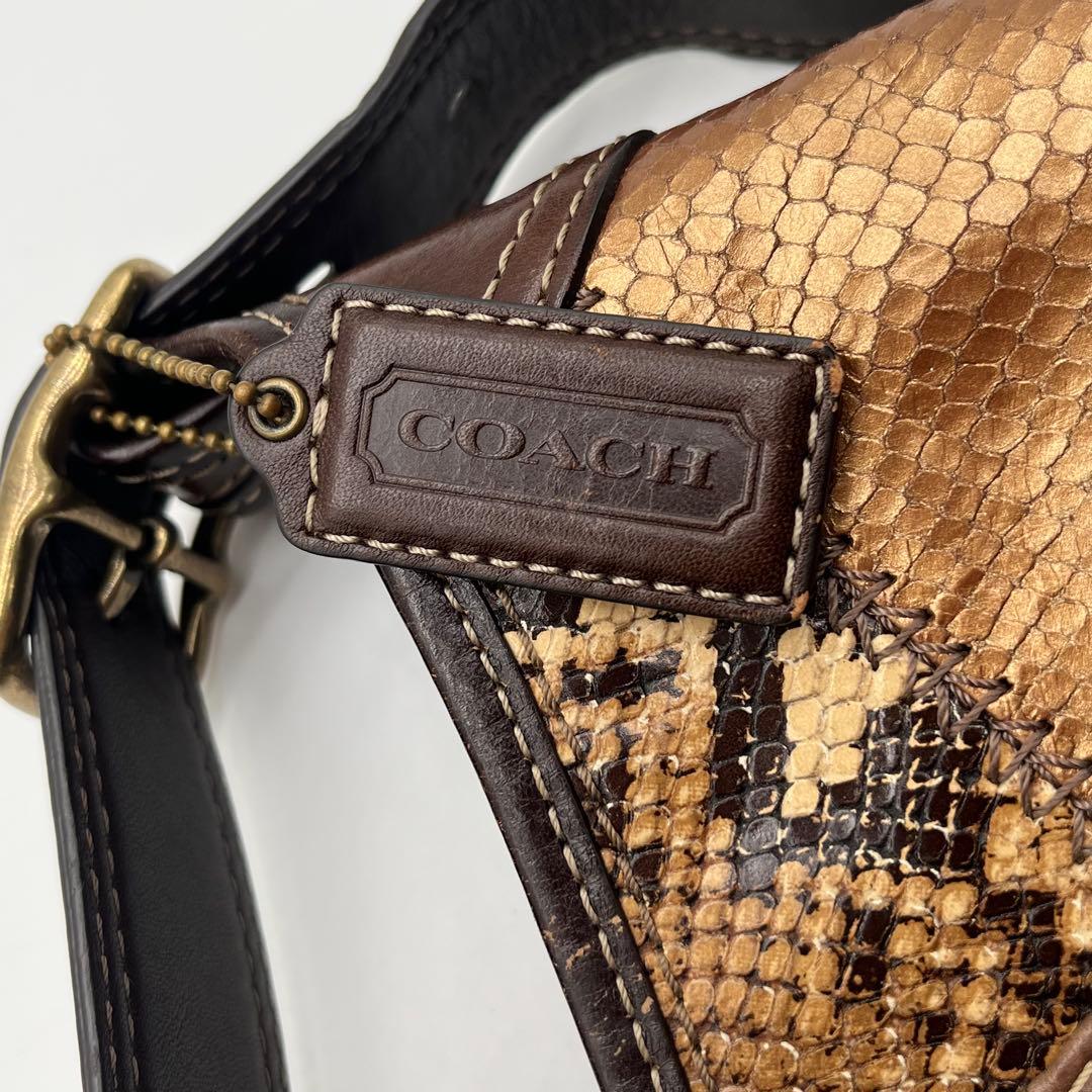 希少⭐︎COACH パッチワーク ワンショルダーバッグ y2k レオパード 豹柄