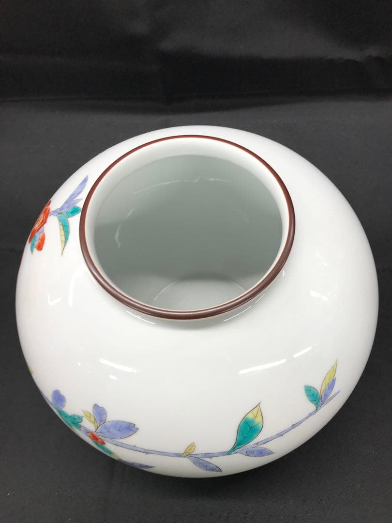 【美品】香蘭社　染錦模様　花瓶　フラワーベース