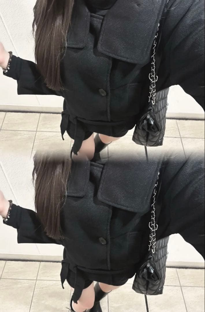 Kerryカラーボタンミドルコート KR30087 ブラック