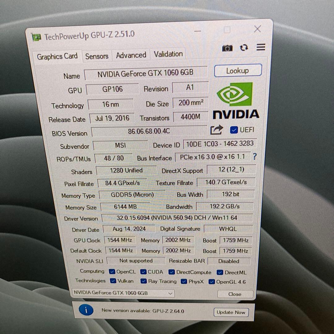 美品　GTX1060 6GB