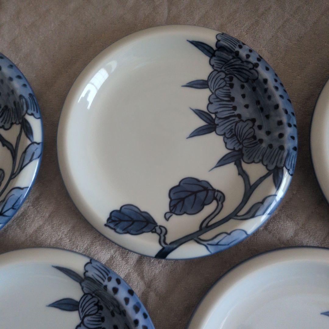 【源右衛門】染付向日葵絵 銘々皿 ５客