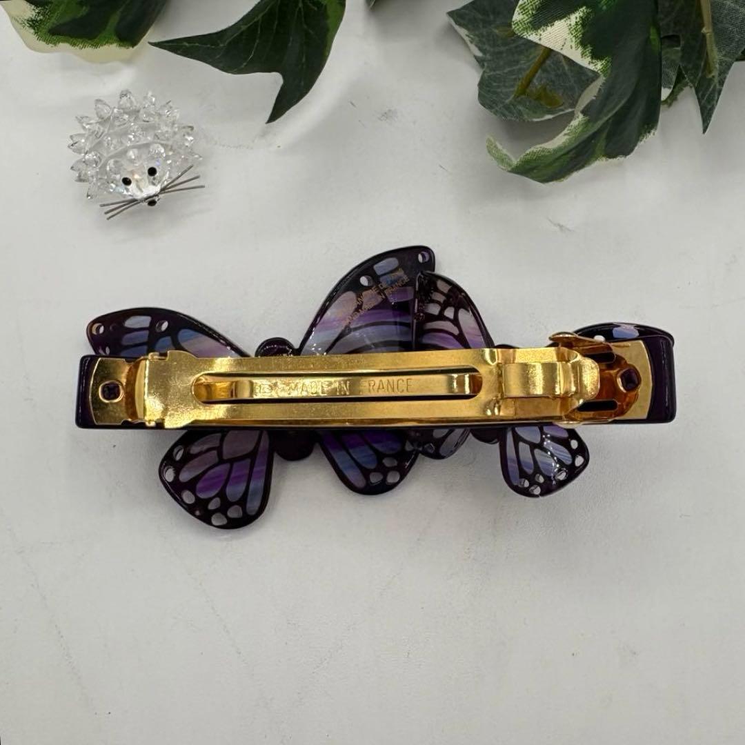 アレクサンドルドゥパリ　バタフライ ヘアクリップ 　パープル