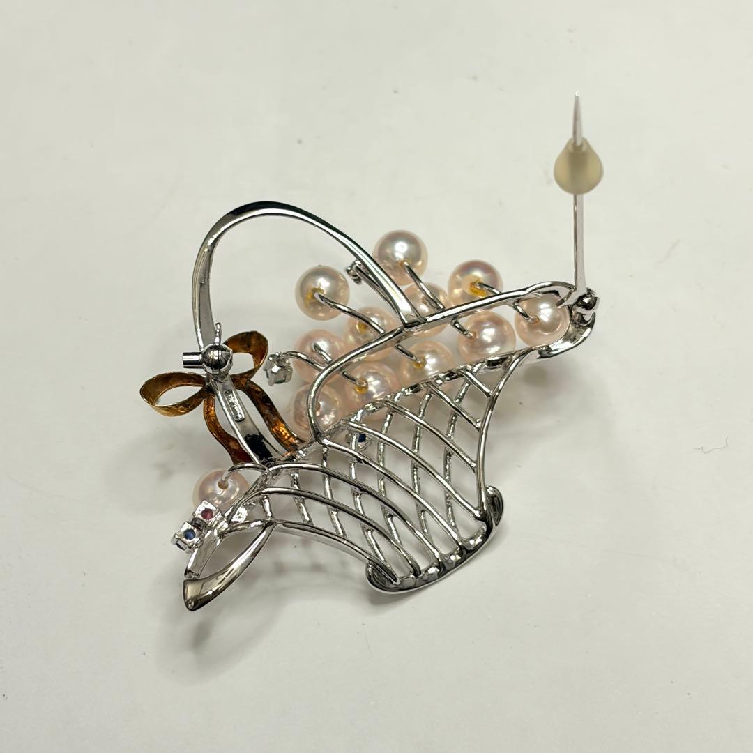 SILVER/K18（18金） 真珠 ルビー エメラルド サファイア ブローチ