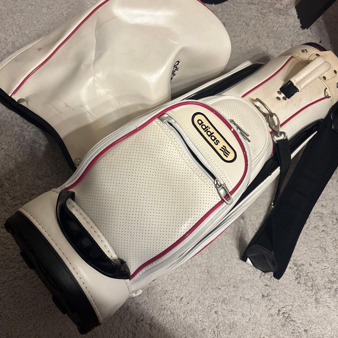 ゴルフ　キャディバック　アディダス　レディース　メンズ　ホワイトピンク