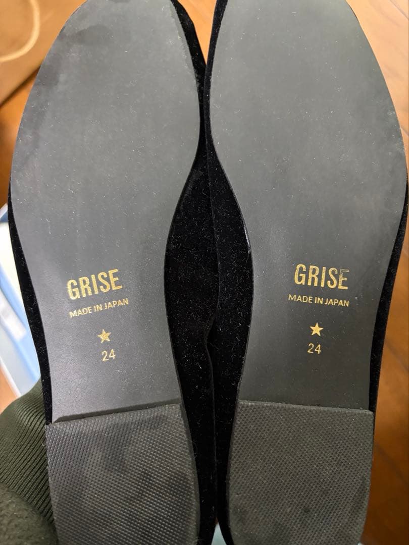 LE TALON GRISEサテンリボンバレリーナ ブラック 24cm 美品