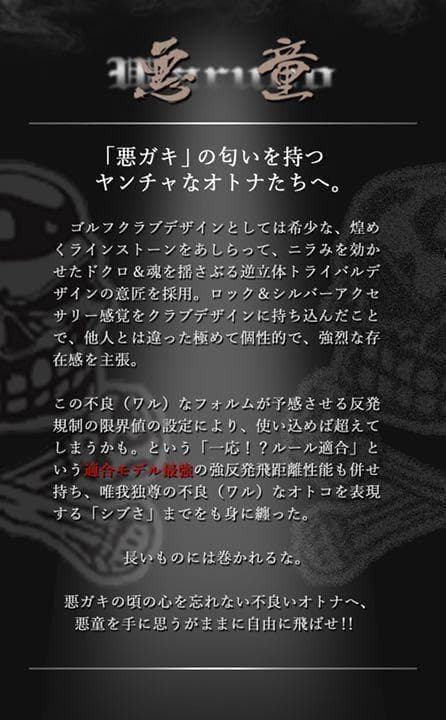 他にない! ドクロが輝くワル専用! 実質高反発の激飛び適合! ダイナゴルフ 悪童