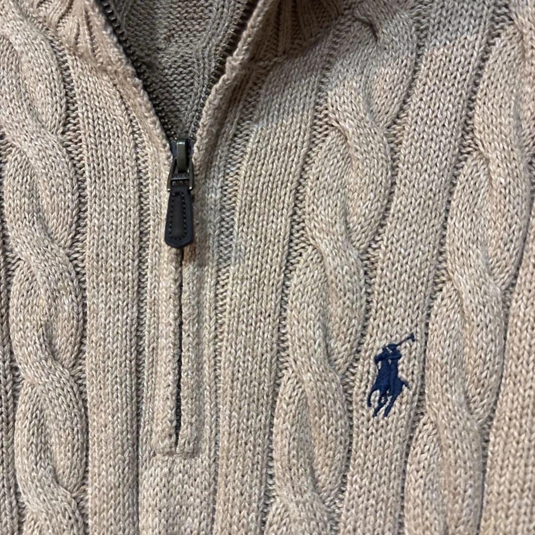 Polo Ralph Lauren ベージュ ハーフジップケーブルニット