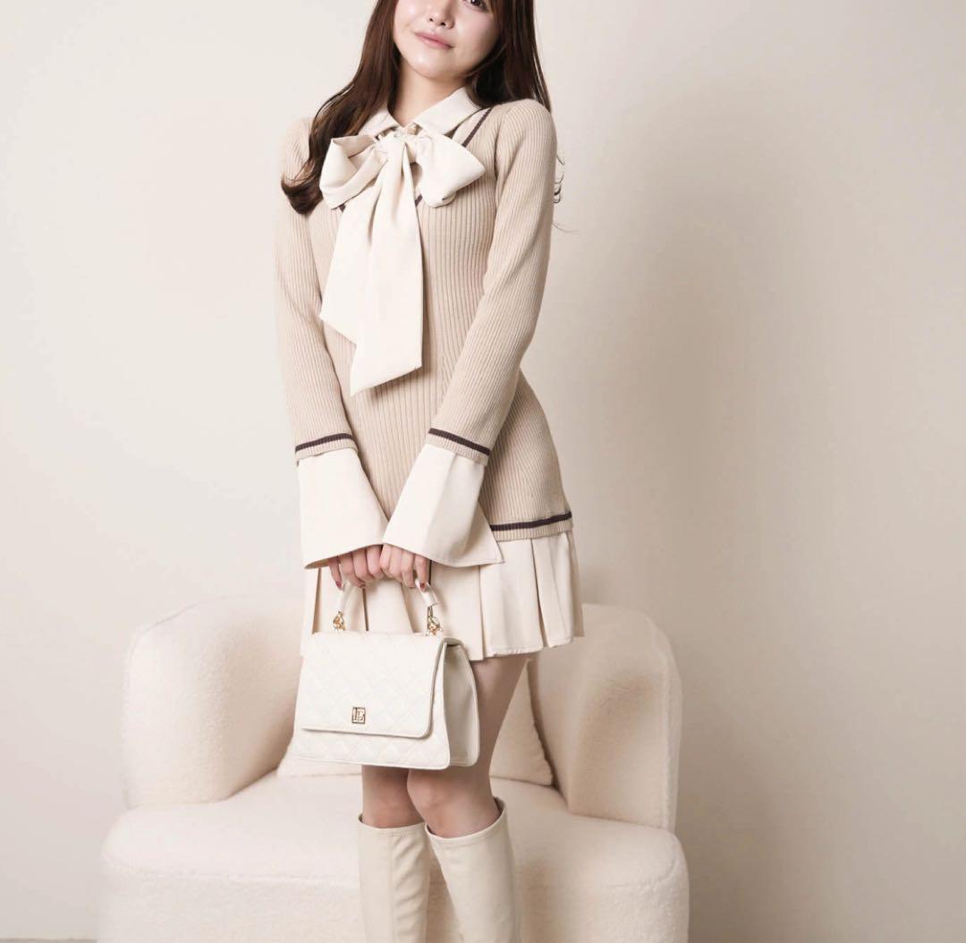 17リップサービス定価13750円シャツドッキングプリーツワンピースベージュ